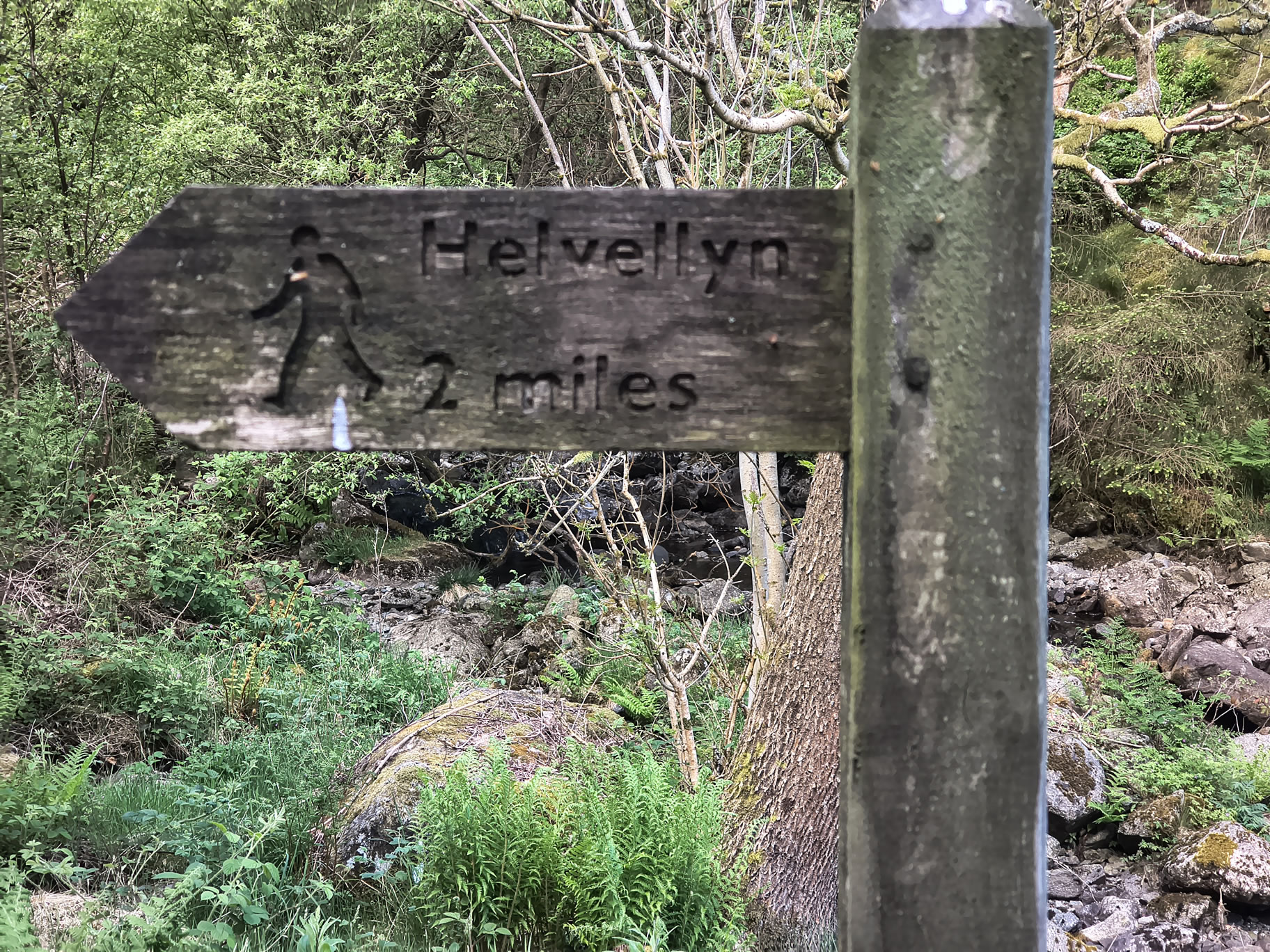 Helpful sign to Helvellyn, 2 miles