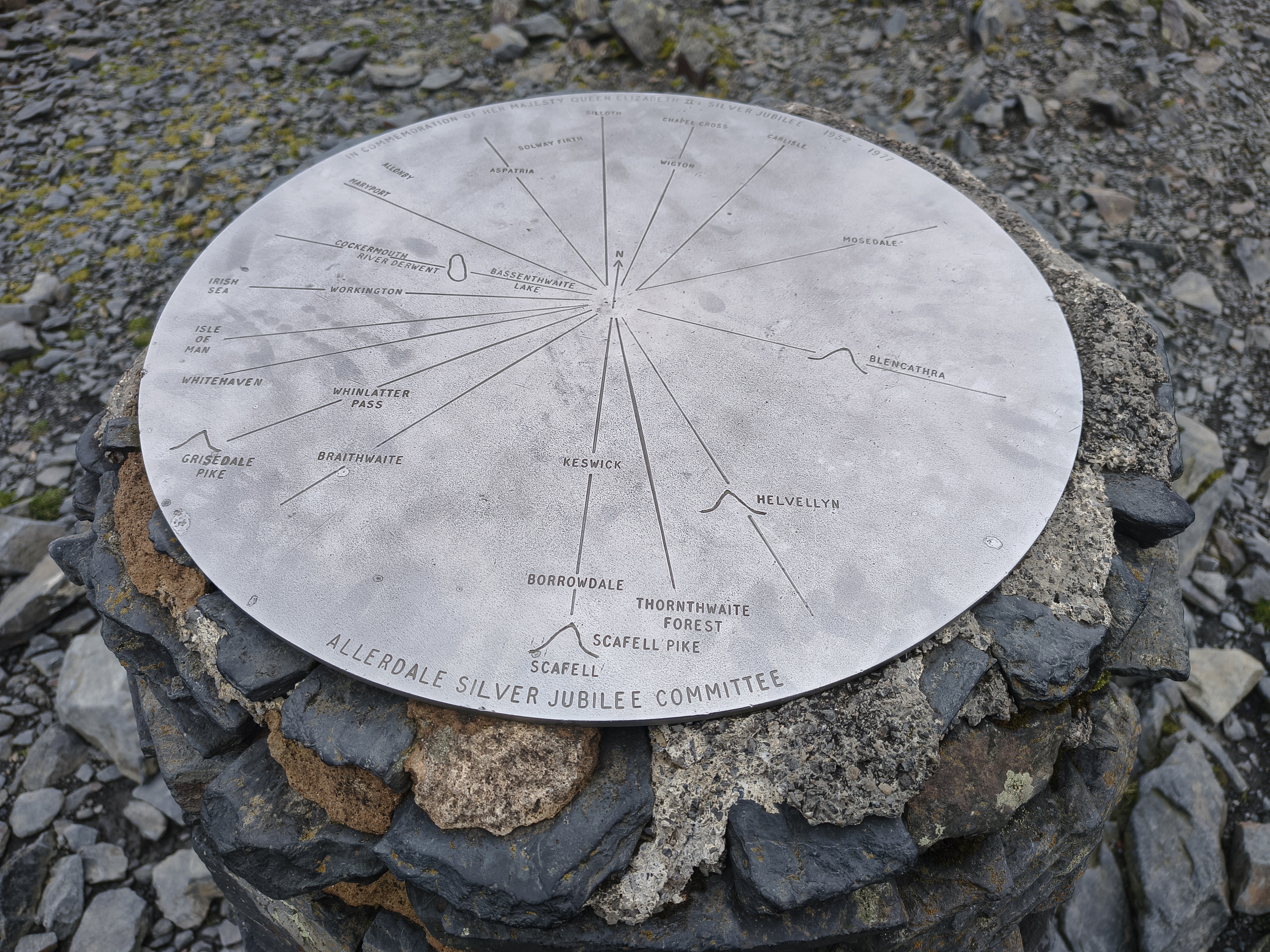 The silver jubilee committee toposcope at the top of Skiddaw, Sep 06, 2025